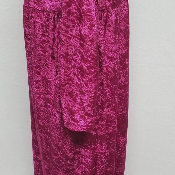 80s Vintage Cervelle Burgundy Crushed Velvet Regencycore Long Sleeve Midi Dress - Picture 9 of 13
